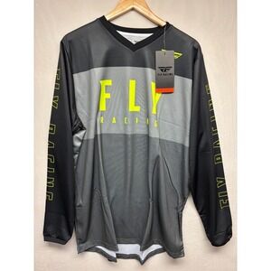 Fly Racing F-16 Motorcross Jersey Mens Gray Black Long Sleeve V-Neck XL
